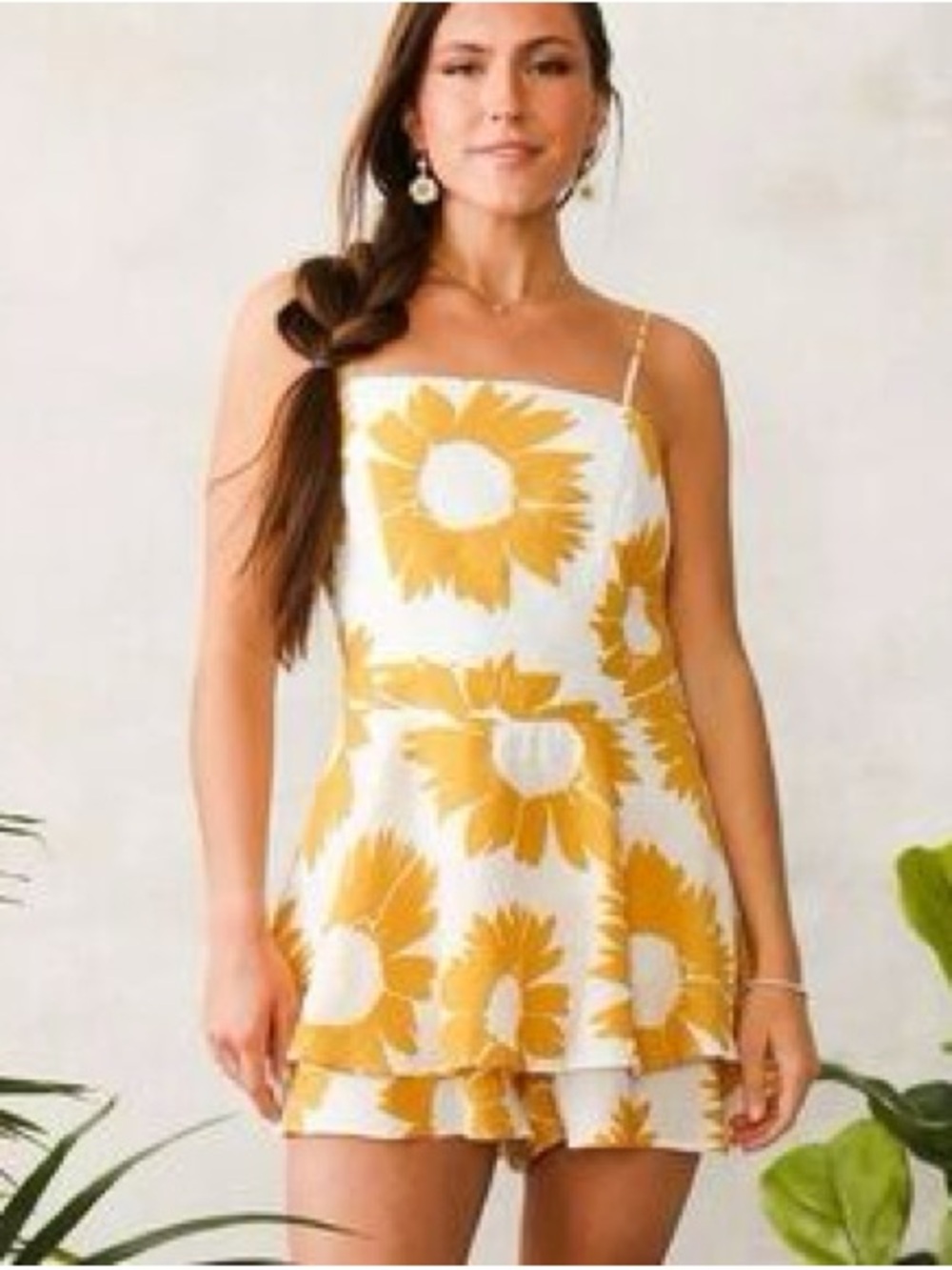 Willow & Root White Sundress with Yellow Sunflower Print